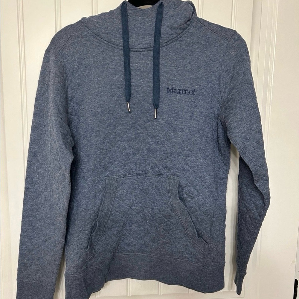Marmot Quilted Heathered Blue Pullover Hoodie